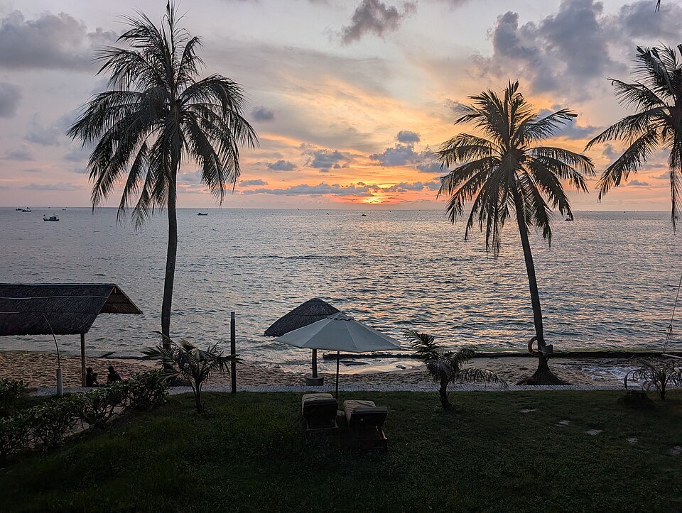 Sunset over the sea at Phu Quoc island, Vietnam